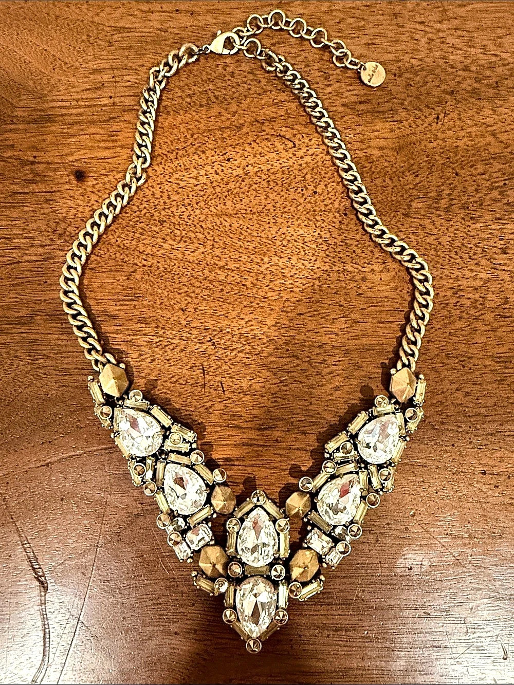Stella & Dot Statement Crystal Pendant Necklace Gold